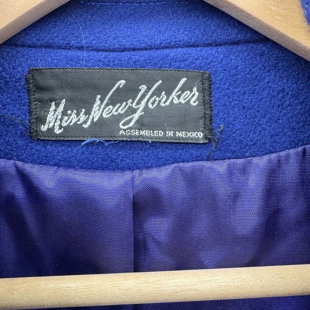 VINTAGE MISS NEW YORKER 60-70's Peacoat Wool Blend‎ Royal Blue Buttons Womens 10 - Picture 5 of 11